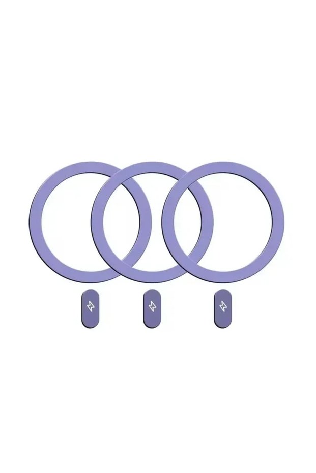 3 Purple Universal Metal Rings Sticker for Magsafe IPhone Magnetic Wireless Charger Cellphone Round