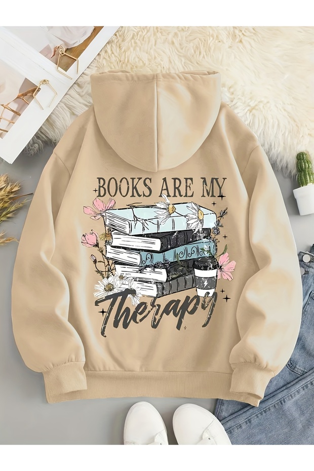 Unisex My Books Are Therapy Printed Crew Neck Sweatshirt