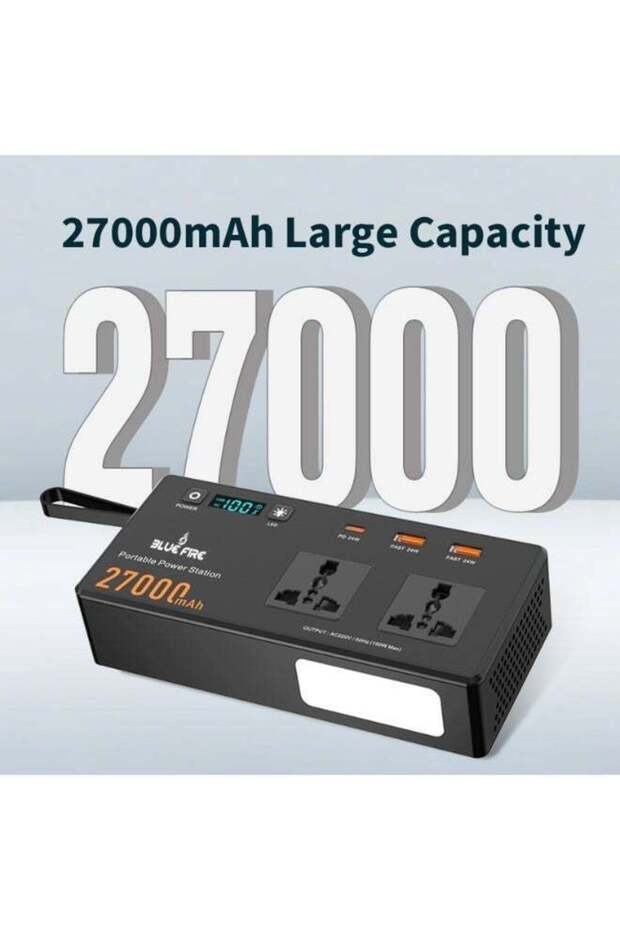 Volt Mate 27000mAh Portable Power Station, Dual 150W AC Output, PD 65W USB-C Fast Charging, 24W USB-A, Digital Display, Cooling Fan, 2-Mode Flashlight, Lightweight Power Bank for Travel, Camp