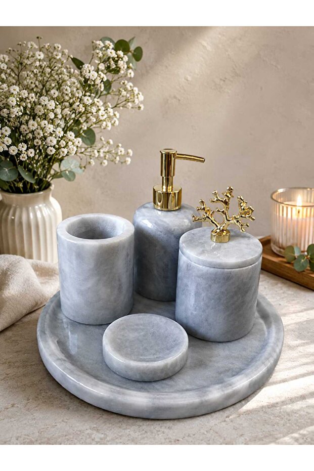 Grey Marble Bathroom Set