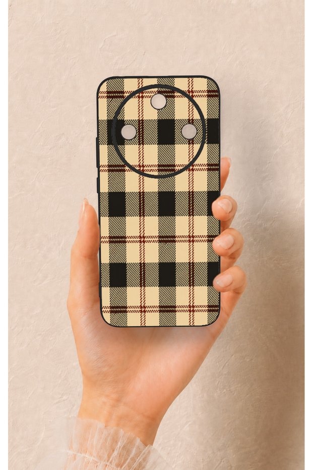 Honor Magic 8 Lite Compatible Cream Plaid Pattern Silicone Case