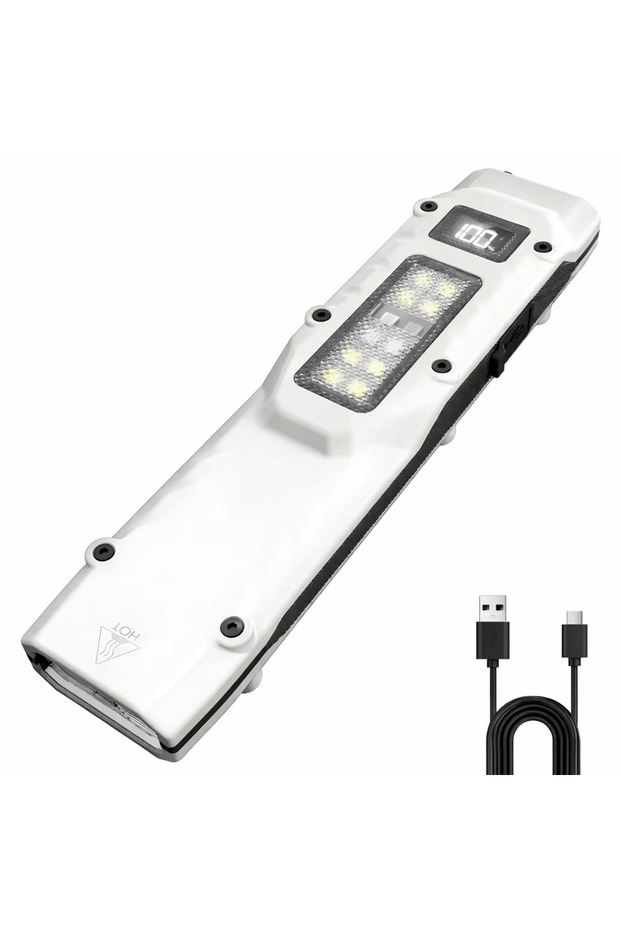 DT007 WHITE Strong Light Zoom LED Flashlight P50/White Laser Lighting Torch USB Rechargeable Lantern