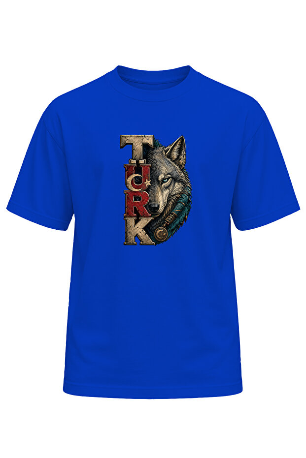 Unisex Turkish Wolf Printed T-Shirt – Special Design T-Shirt with Turkish Motif Featuring a Wolf Pattern with a Crescent and Star