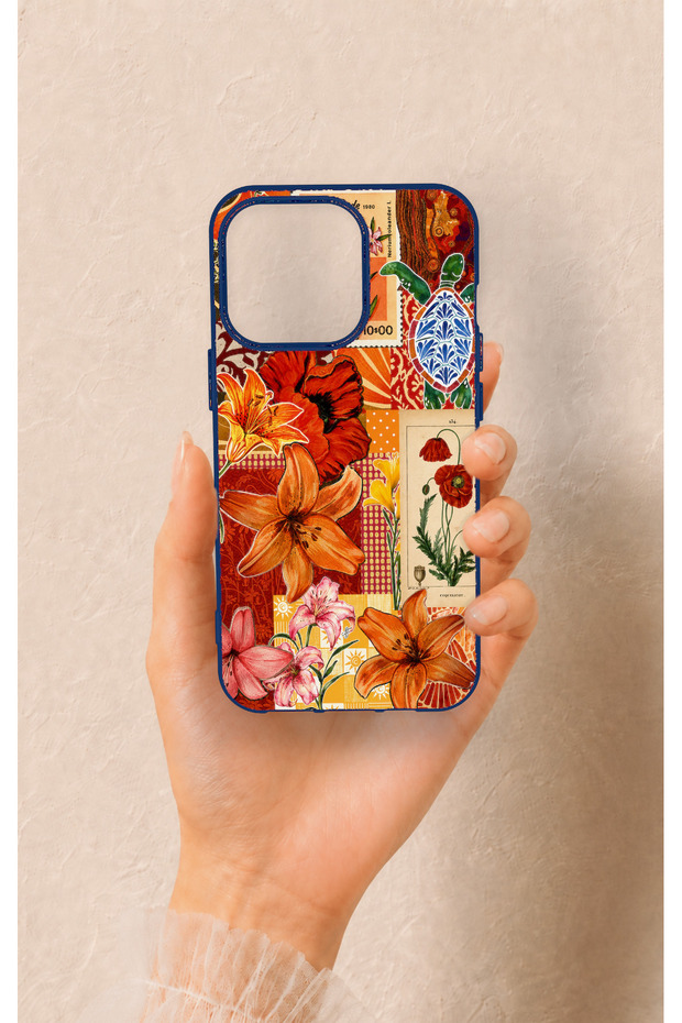 iPhone 13 Pro Compatible Orange Lily Pattern Silicone Case