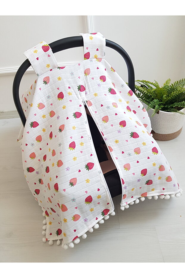 Stroller Cover Muslin with Zipper Patterned 100% Cotton