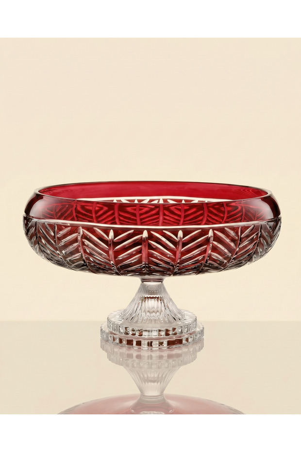 Crystal Cut Handcrafted Premium Glass Bowl - Presentation Bowl 28cm