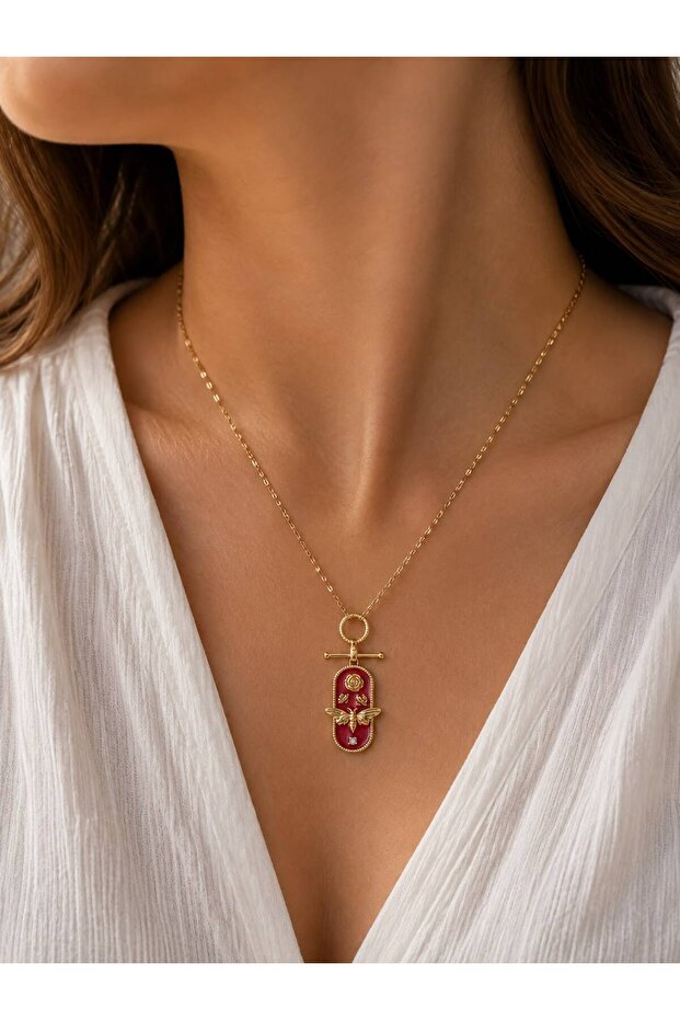 Monarch Butterfly Medallion Steel Necklace