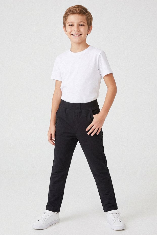 Lycra Combed Cotton Children's School Trousers with Elastic Waist - 26Y 1001
