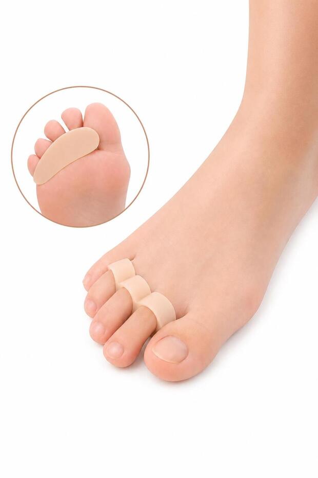 1 Pair Skin Color 3-Finger-Hammer Toe Corrector Roller Silicone Finger Bone Protector