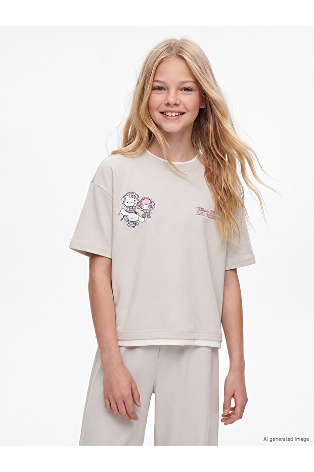 Gray Hello Kitty Printed Girls' Soft Touch Set