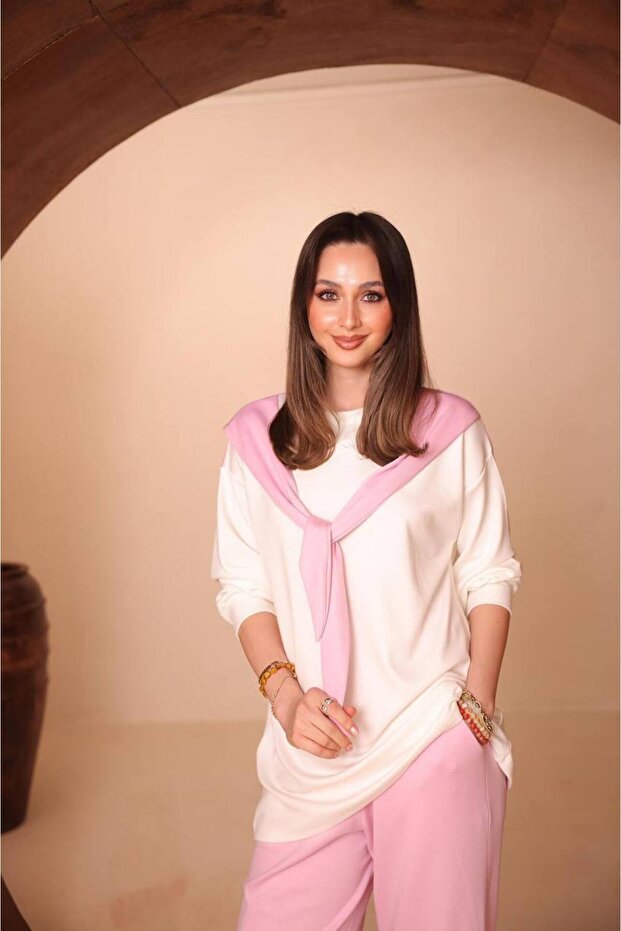 Modal Fabric Top and Bottom Set with Scarf Detail