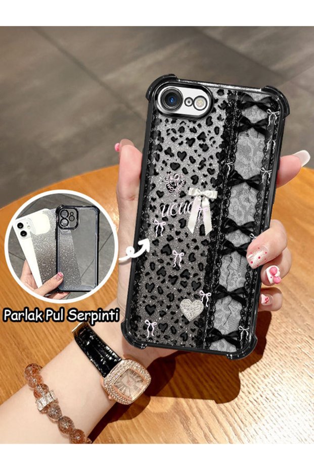 iPhone 7/8/Se 2020 2022 Compatible Transparent Four Corner Silicone Coated Glossy Edge Case