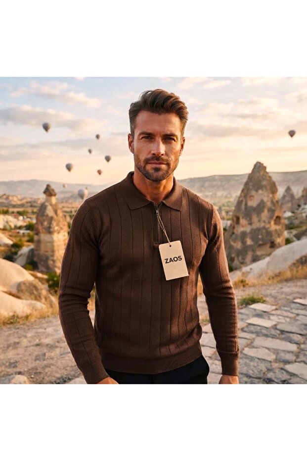Men's Long-Sleeved Seasonal Regular Fit Polywool Basic Knitwear Sweater