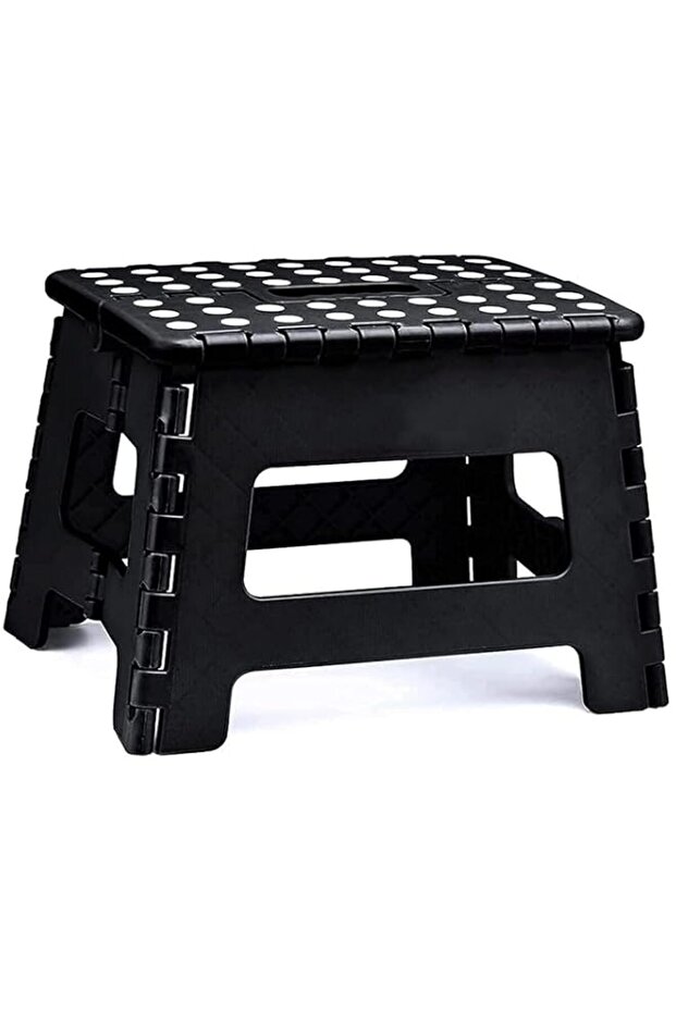 Folding Step Stool - Lightweight Step Stool Sturdy Enough Opens Easy with One Flip Great for Kitchen, Bathroom, Bedroom, Kids or Adults - Black
