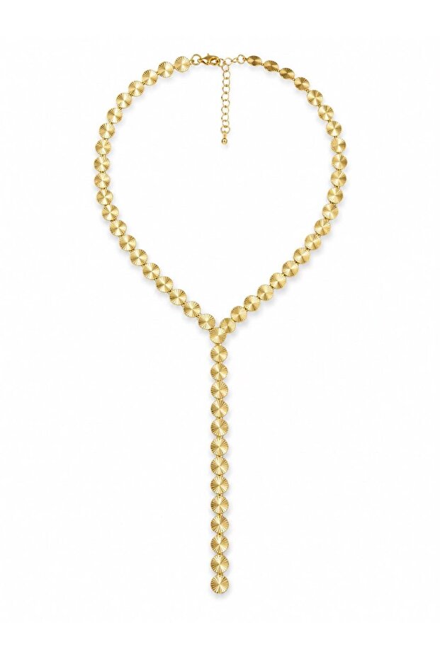 Steel Crushed Plate Y Necklace