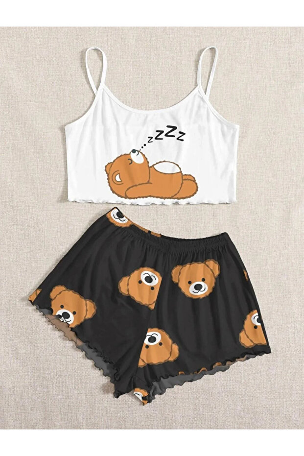 Askılı Şort Pijama Takımı Brown Bear Supersoft Basic Süprem
