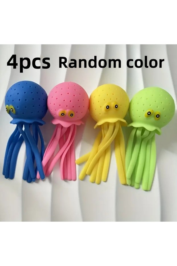 4Pcs Random color 2/4Pcs Playful Octopus Squirting Water When Pinched Toy Novel and Interesting Game