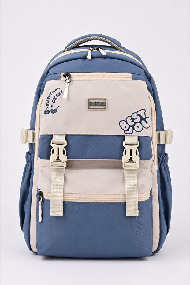 7370 Korean Style Multi-Compartment, Large Internal Volume, Water Bottle Pocket School and Daily Use Backpack