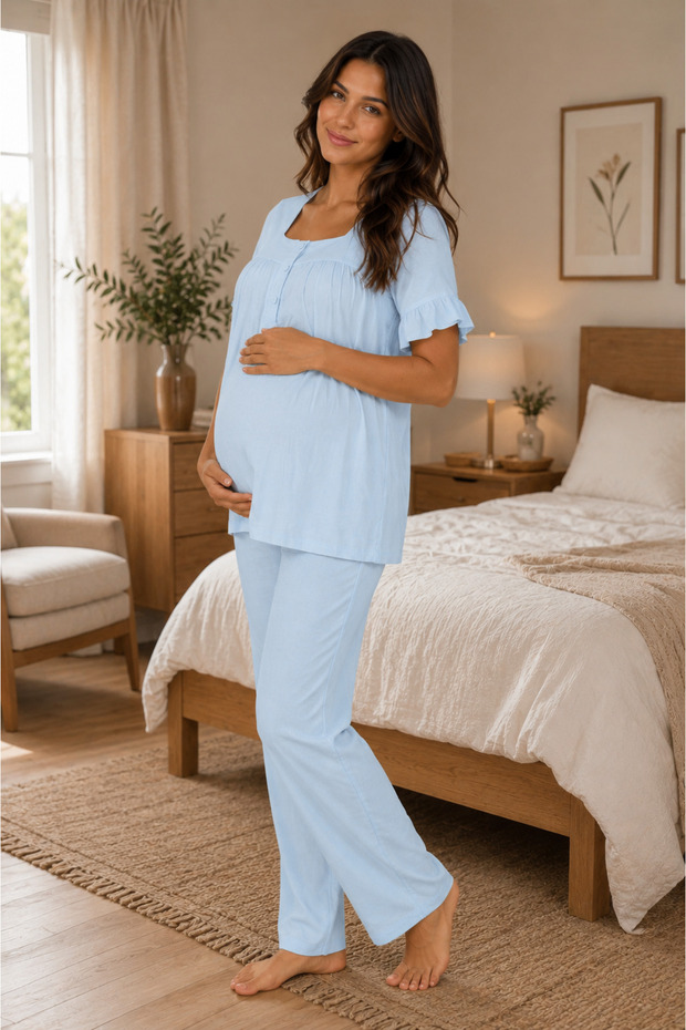 Muslin Fabric Soft Textured Anti-Sweat Maternity Pajama Set