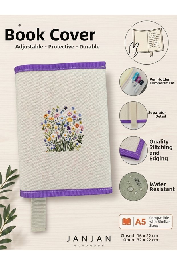 Natural Fabric Book Cover,Washable Book Cover,Book Protector,32X22 cm Book Protective Bag,Book Sleeve,Book Bag,Book Lover Gift,Organizer,Notebook Agenda Cover