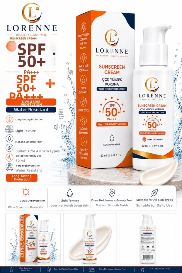 High Sun Protection Waterproof 50 ml Sunscreen | +50 Spf Uva/Uvb Pa+++ |