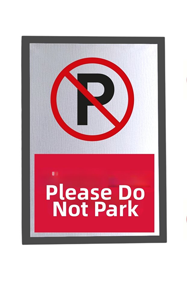 Metal Silver 14X20 cm Adhesive Red Please Do Not Park Warning Prohibition Sign Signage