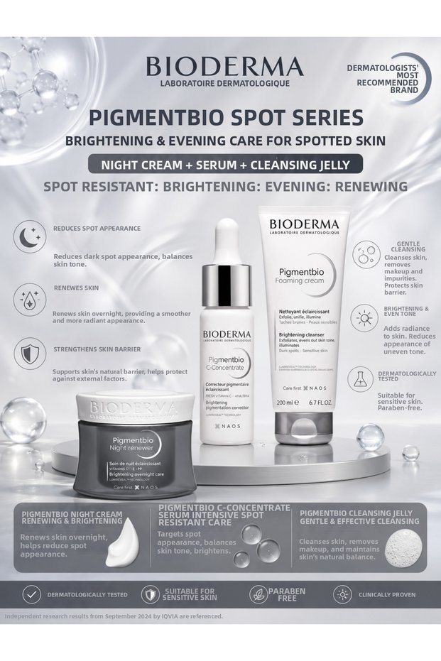 Pigmentbio Brightening and Anti-Blemish Night Care and Brightening Cleansing Set with Serum, 3-Piece Care Set