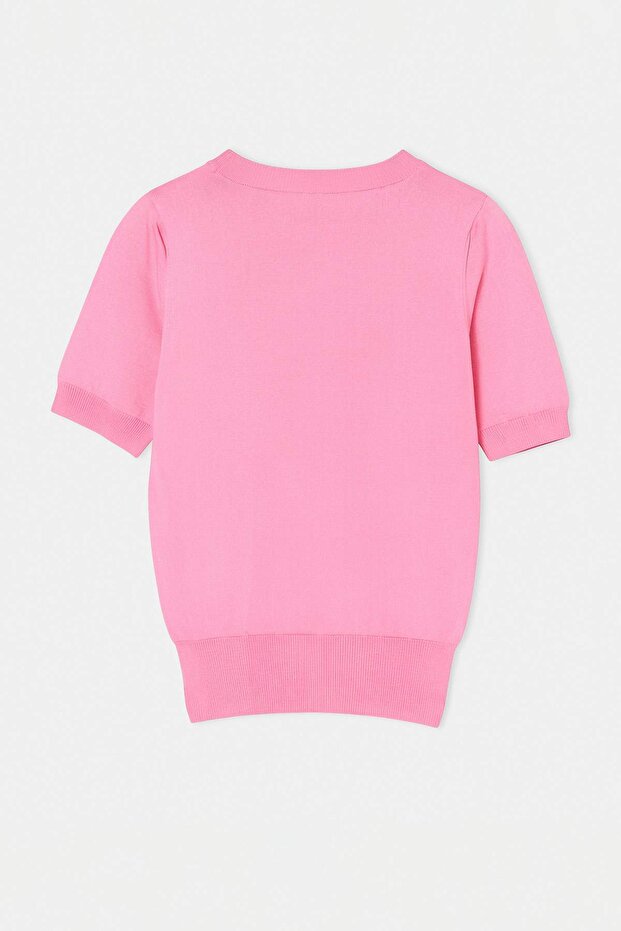 Pembe More Sustainable Bisiklet Yaka Regular Bluz TWOSS26BZ00506 - 5