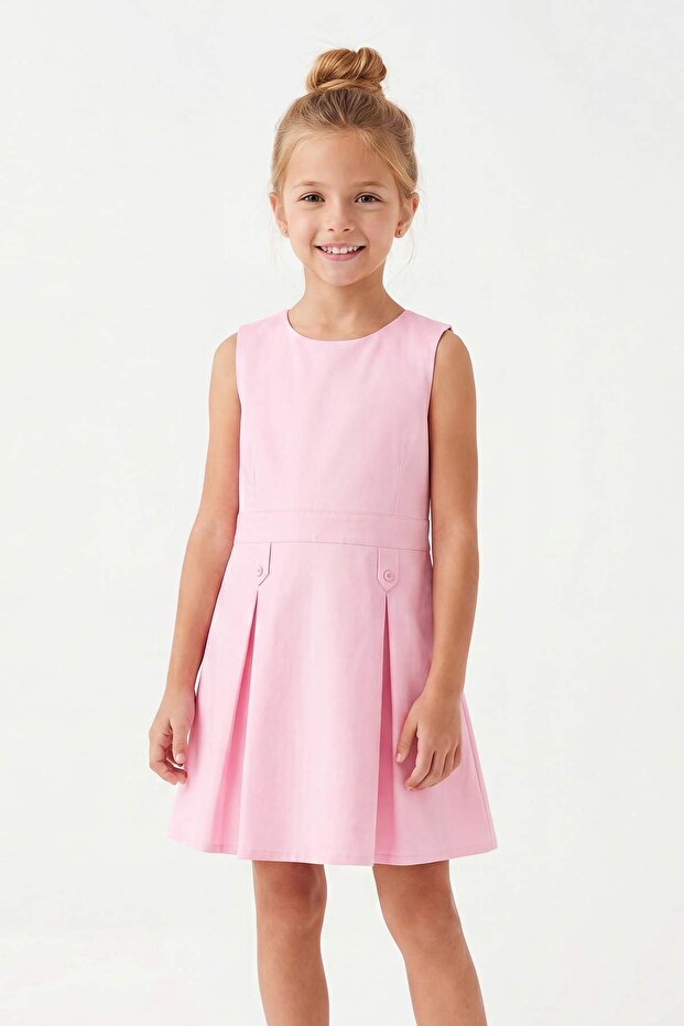 Pembe Kısa / Mini Düz Dokuma Elbise TKDSS26EL00002 - 2