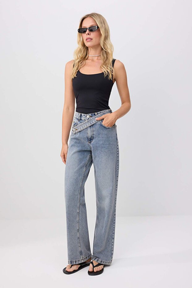 Mavi Bel Detaylı Normal Bel Wide Leg Jeans TWOSS26JE00366