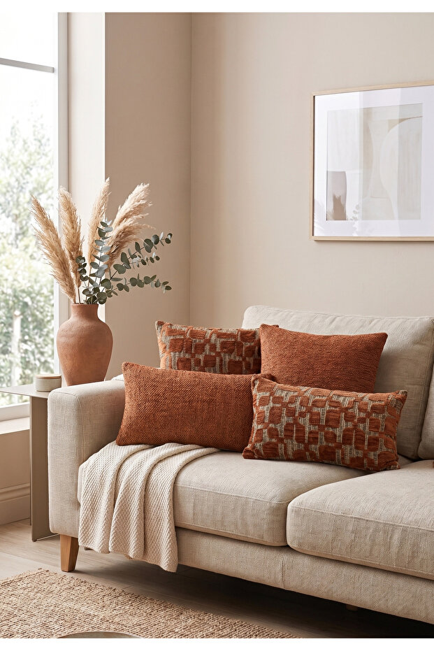 '' Elia'' Jacquard Chenille Woven 4-Piece Combination Decorative Throw Pillow Cover