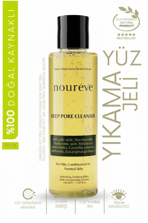 Anti-Acne, Blackhead, Comedone, Pore Cleansing Facial Cleansing Gel, Salicylic Acid, Tea Tree