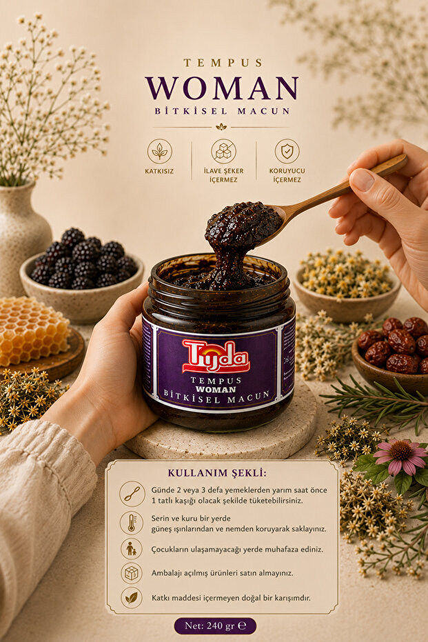 Tempus Macun Hayıtlı,civan perçemli,Aslan pençesi,Meryem ana otu Karışımlı Macun 240 Gr. - 2