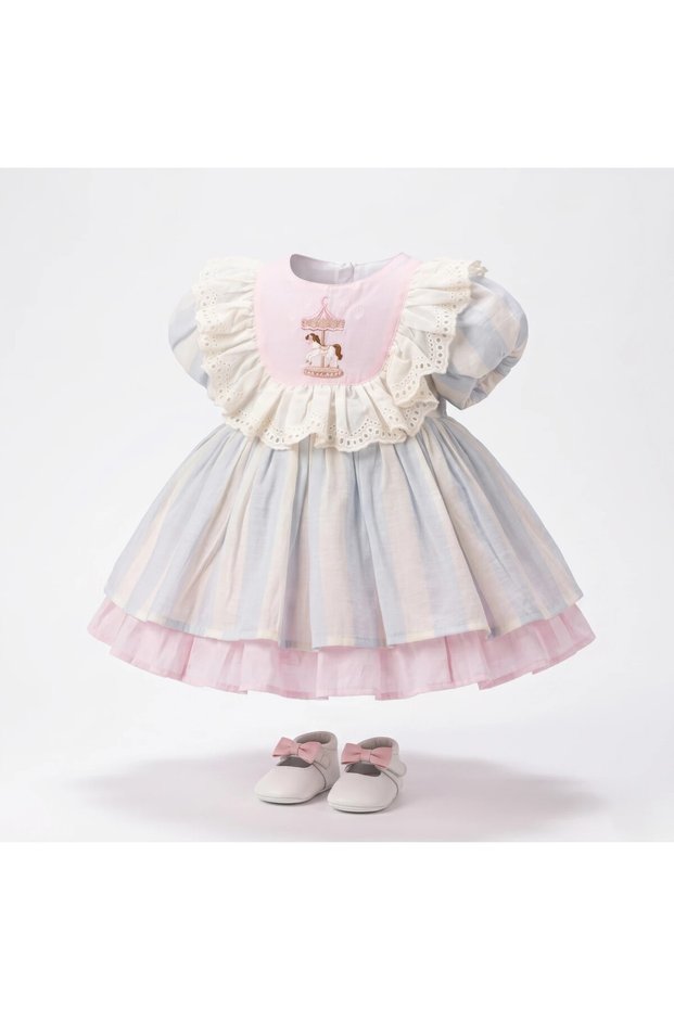 Princess Eyelet Embroidery Carousel Embroidered Girls' Dress