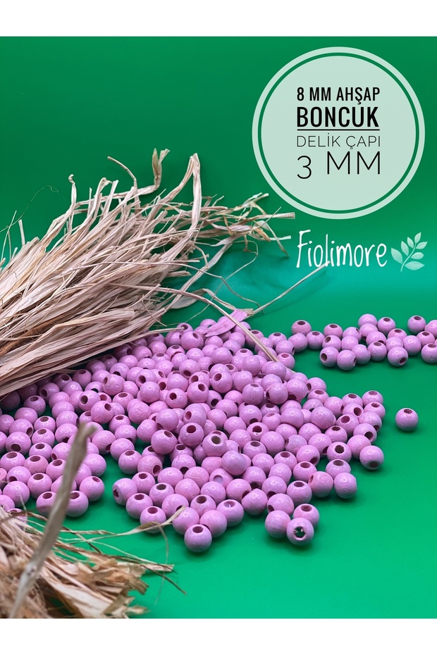 8mm Light Pink Wooden Beads (175 Pieces) Hole Diameter 3mm Macrame Jewelry Bracelet Wooden Round