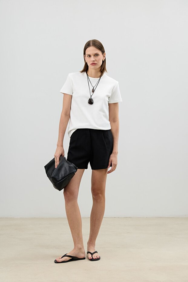 Ekru Basic Kadın T-Shirt - 3