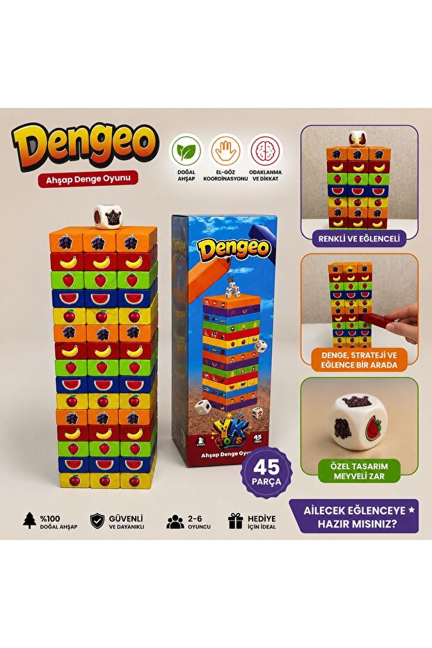Jenga Meyveler 45 Parça+Zar