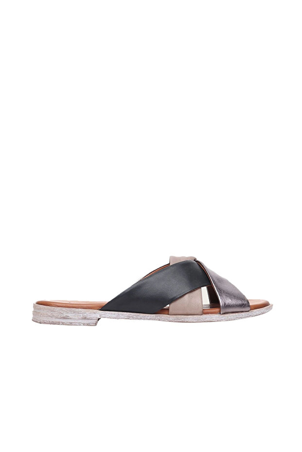 Shoes Bronze Multi Leather Women's Flat Slippers 01Wn5018