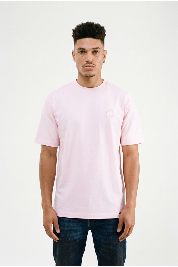 Men's Logo Embroidered Oversize T-Shirt Pink