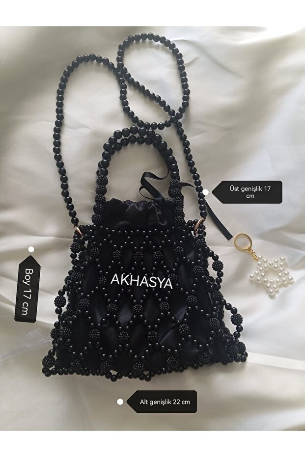 Black Color Bag with Blackberry Beads (Long Strap Model)