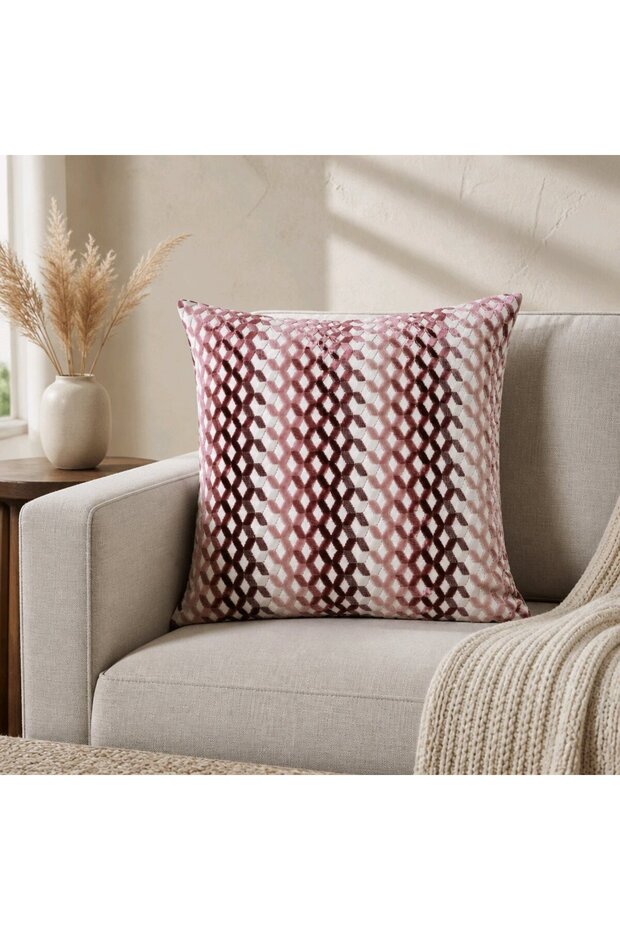 Modern Geometric Patterned Decorative Throw Pillow Cover Powdered Dried Rose