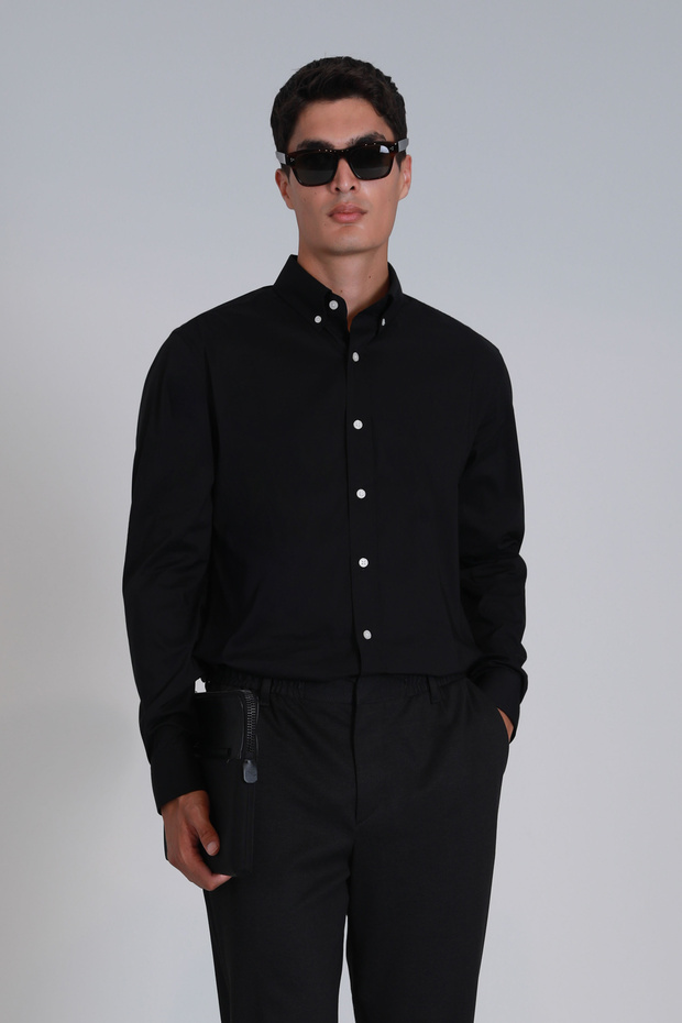 Jakob Erkek Basic Gömlek Slim Fit Siyah - 5