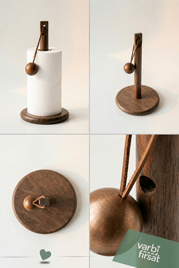 Acacia Wood Paper Towel Holder Natural Solid Wood Vertical Paper Towel Holder | Modern Kitchen Towel Rack