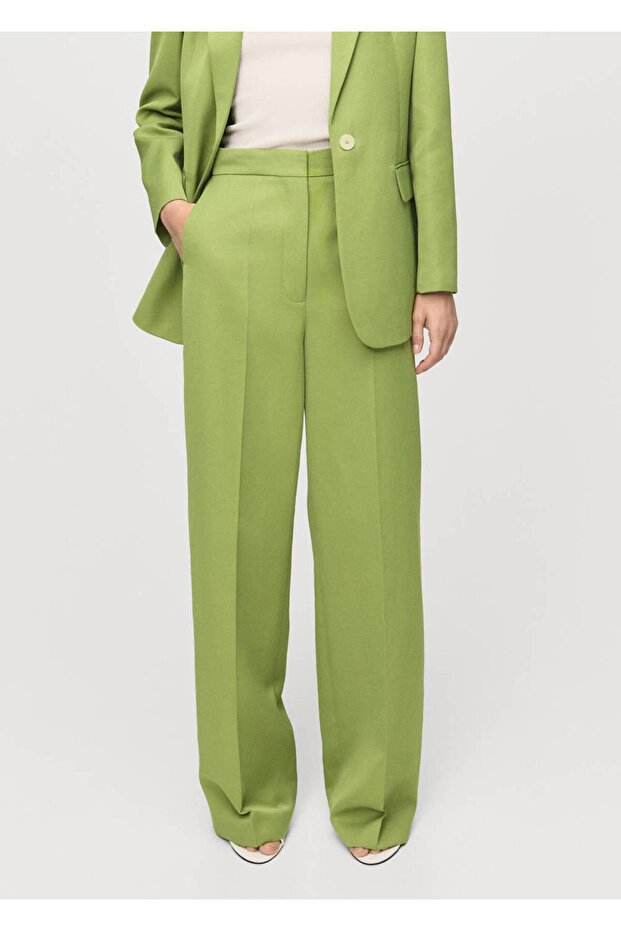 Straight-Cut Linen Blend Trousers