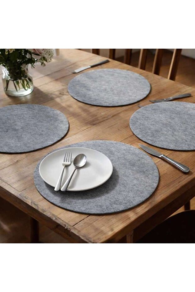 Eco 4 Piece Round Placemat Set 35x35cm-grey