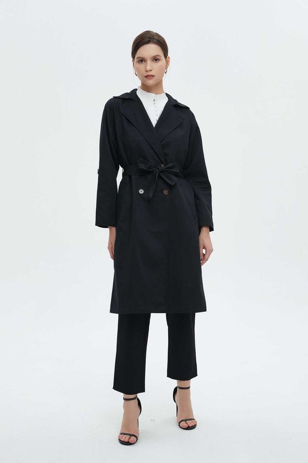 Long Jacket with Long Sleeves, Belt