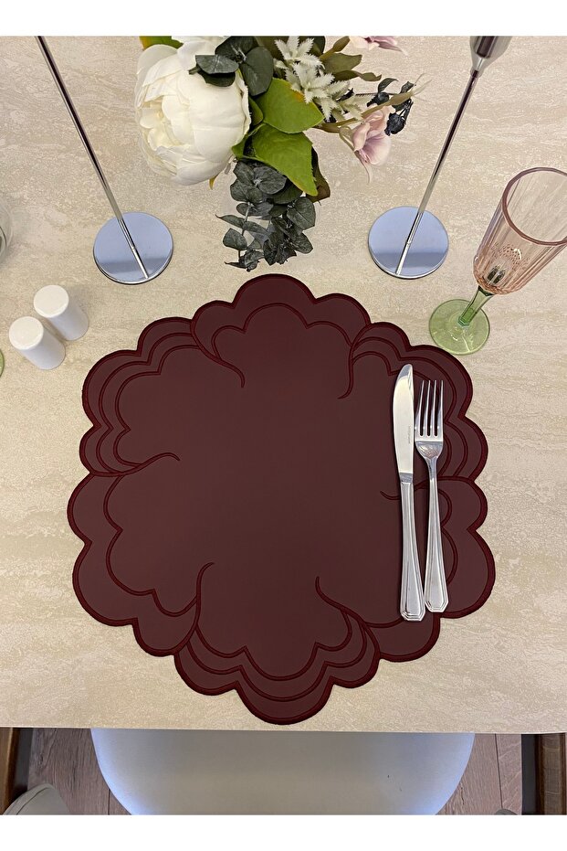 Flora Burgundy Color Leather American Service Set