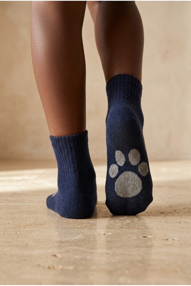 Children's Paw Print Printed Step Socks Navy Blue