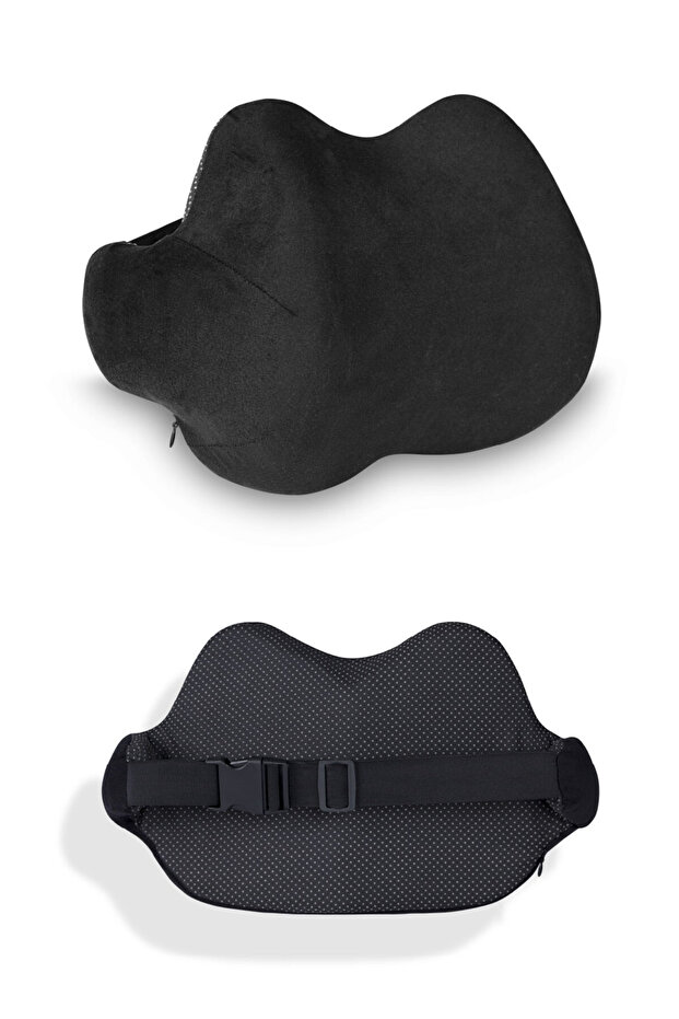 Visco Orthopedic Lumbar Support Pillow, Back Pillow for Office, Home, Car and Travel, 46X29X20 Cm, Black