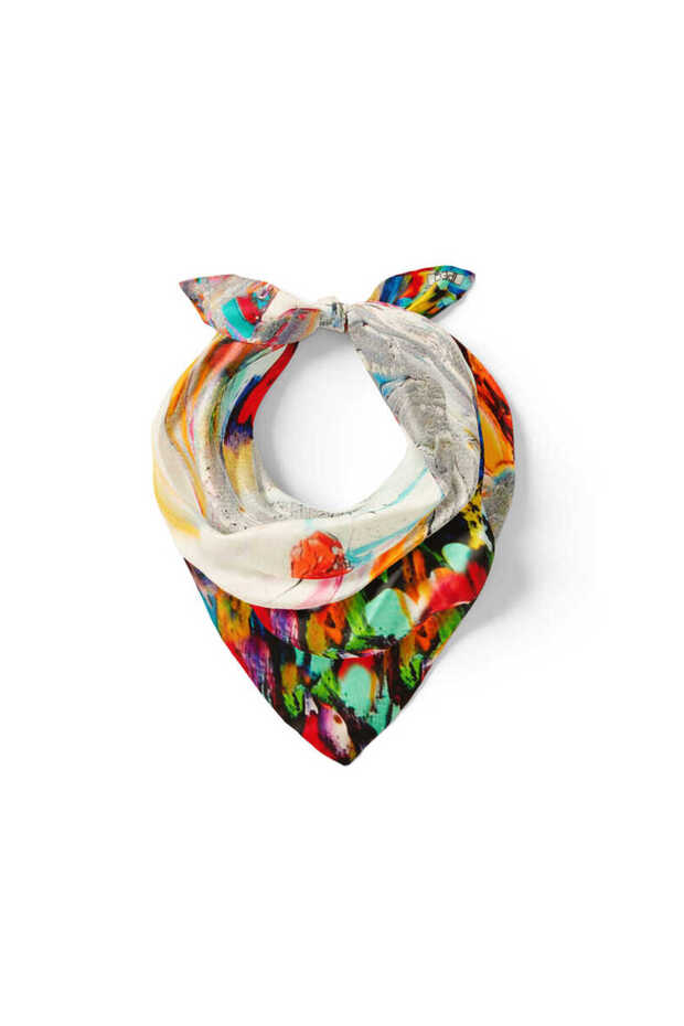 White Angel Pattern Silk Handkerchief - 2